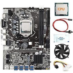 AMIUHOUN B75 8 GPU BTC Mijnbouw Moederbord+CPU+Ventilator+Thermisch Vet+Stroomkabel+Schakelaar Kabel 8 USB3.0 (PCIE) LGA1155 DDR3 RAM SATA3.0