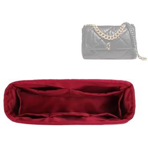 DGAZ Silk Handbag Organizer Insert Fits Chanel 19 Handbag，Silky Smooth HandBag Organiser, Luxury Handbag & Purse Shaper (Wine Red, Flap26)