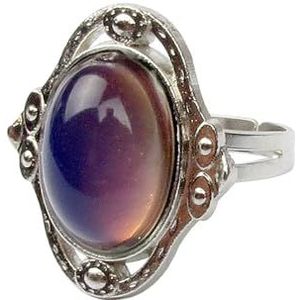 Dames retro ovale ronde edelsteenring, temperatuurveranderende ring, armband met aanpassing van de opening (Color : MR1060)