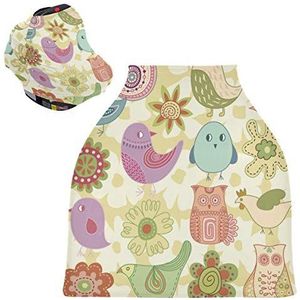 Paarse Uil Vogel Baby Autostoelhoes Luifel Stretchy Nursing Covers Ademend Winddicht Winter Sjaal voor Baby Borstvoeding Jongens Meisjes