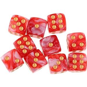 6 Zijdige Dobbelstenen 10 stks 6-zijdige dobbelstenen Set Bright Colors 16 mm Gaming dobbelstenen for games Casino Gifts Lesgeven aan tafelspel Dicking Dobbelsteen (Size : Red White as descri)