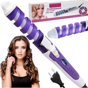 Retoo Krultang Keramische Coating Hoge Kwaliteit Antistatische Spiraal Kruller Professioneel Kapsalon, Haar Krullen, Violet