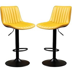 ShuuL Moderne barkrukken barkrukken barkrukken stoel set van 2 draaibare verstelbare PU-lederen gestoffeerde kruk met rugleuning, chroom zwarte basis, voor keuken, ontbijt barstoelen (kleur