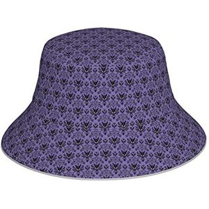 Blauwe Camo Print Reflecterende Bucket Hat Unisex Head Wear met Night Fluorescentie Casual Lichtgevende Hoed, Spookhuizen, Eén Maat