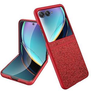 Telefoon Flip Case Cover, Hoesje for Motorola Razr 40 Ultra 2023 met buitenste schermbeschermer, ultradunne harde pc glitter vloeiende hoes, schokbestendige lichtgewicht beschermhoes (Color : Rosso)