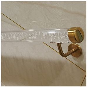 Trapleuning van helder acryl - op maat gemaakte, antislip muurbeugel for binnen- en buitengebruik(Gold Bracket,370cm(12ft))