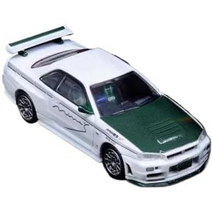 1/64 Voor GT-R (R34) Wit Groene Cover Legering Model Auto Decoratie (Color : A, Size : With box)
