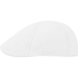 Stetson Texas Organic Cotton Flat Cap Heren - pet met klep hat katoenen voor Lente/Zomer - S (54-55 cm) wit