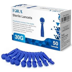 FORA Steriele lancetten 30G – 50 stuks – wegwerp-lancetten voor bloedglucosetester, zacht en pijnarm