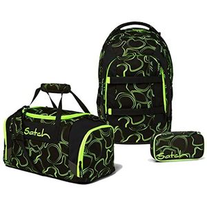 satch Pack schoolrugzak set 3-delig met sporttas en etui, Green Supreme, 45 x 30 x 22 cm