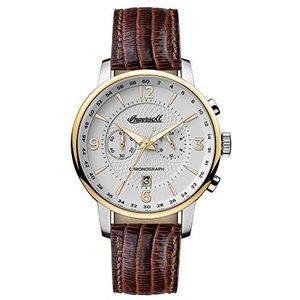 Ingersoll Men's The Grafton Quartz Watch with White Dial and Brown Leather Strap I00602