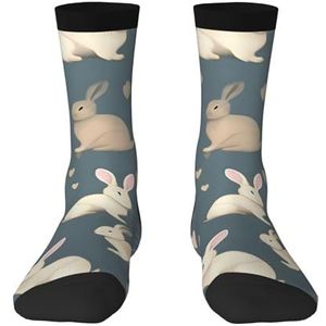 Comfortabele sokken met konijnenachtergrond voor mannen en vrouwen - Modieuze volwassen sokken, verhoog je stijl., Konijn Achtergrond, Eén Maat