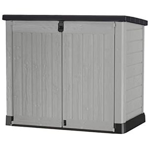 Keter Store-it-out Pro Afvalcontainerbox, 145,5 x 82 x 123 cm, robuuste afvalemmeroplossing, 1200 liter, weerbestendig, grijs/zwart, uv-bestendig polypropyleen, afsluitbaar