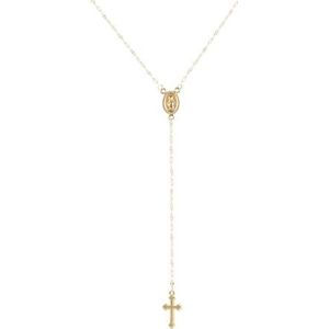 Goud, zilver, roségoud Vintage Cross Boheemse religieuze rozenkrans hanger ketting dames hanger sieraden (Style : Gold)