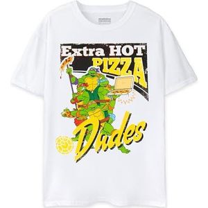 Teenage Mutant Ninja Turtles Pizza Dude Wit T-shirt met korte mouwen voor heren | Retro TMNT Kleding | Nostalgische jaren 90 Cartoon Mode | Perfecte cadeau-merchandise