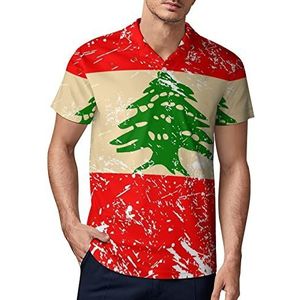 Libanese Retro Vlag Heren Golf Polo-Shirt Zomer Korte Mouw T-Shirt Casual Sneldrogende Tees 3XL