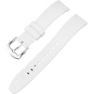 EDVENA Kwaliteit Fluoro Rubber Horlogeband 18mm 20mm 22mm 24mm Sport Horlogeband Zwart Groen Polsband met Quick Release Spring Bar (Color : WHITE, Size : 24mm gold buckle)