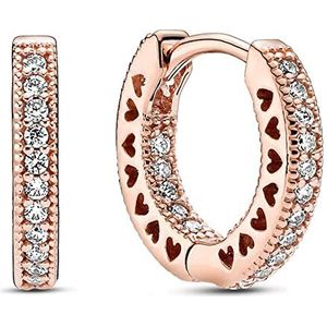 Oorbellen 925 Zilver Rose Bloemblaadjes Double Halo Sneeuwvlok Domed Golden Heart Earring Studs for Dames Party Gift Diy -sieraden Oorbellen voor dames (Size : 5)
