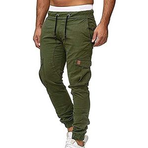 Relaxed fit wandelbroek for heren, ripstop tactische broek, lichtgewicht wandelwerkbroek, outdoor-cargobroek met meerdere zakken(Army green,S)