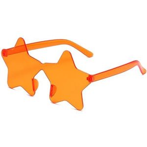 UBOHUZ 20 stuks frameloze stervormige, effen brillenglazen voor brillen, coole discobrillen voor dames en heren, modieuze pentagram-zonnebril voor dames en meisjes (oranje)