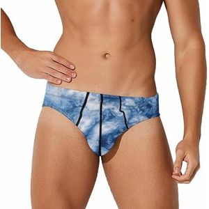 Blauw Indigo Tie Dye heren slips ondergoed stretch slip zachte ademende onderbroek bedrukt