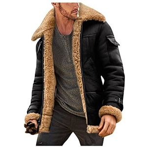 Take Idea - Suède Jas - Zwart - Heren - Winterjas - Met Bont