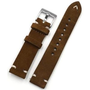NASUNJIA Suède Lederen Horlogeband 18mm 20 Mm 22 Mm 24 Mm Snelsluiting Vervanging Vintage Horlogeband For Heren Dames Bruin(Coffee,24mm)
