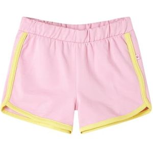 Kindershorts met bies 140 felroze, kindershorts met elastische taille, shorts voor kinderen, shorts met bies, shorts voor kinderen