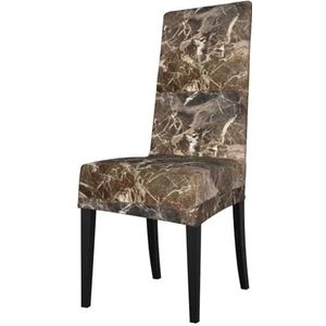 KemEng Luxe donkerbruine marmeren textuur, stoelhoezen, stoelbeschermer, stretch eetkamerstoelhoes, stoelhoes voor stoelen