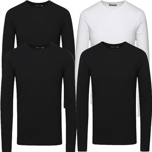 JACK & JONES Heren shirt met lange mouwen 4-pack ronde hals Basic LS Shirt Longsleeve Tee Core O-hals, 4-delige mix., M