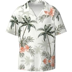 YJxoZH Tropische palmbomen print heren overhemden casual button down korte mouw zomer strand shirt vakantie shirts, Zwart, S