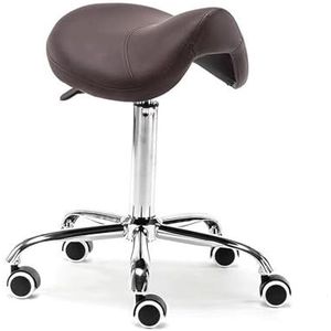 JAVPTAV Hydraulische rolkruk van leer, comfortabel, hoogte 48 tot 58 cm, voor kliniek, tandarts, spa, massagesalon, studio (bruin)
