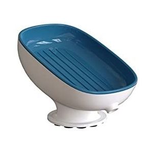 JINGYAN zeepbakjes Super Suction cup Soap Dish with drain water For Bathroom Holder Kitchen Sponge container Supplies(Mavi)