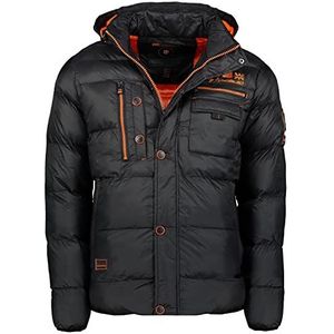 Geographical Norway gewatteerde winterjas voor heren, gevoerde warme anorak - outdoorjas voor de winter/herfst in bundel met UD beanie, zwart, XL