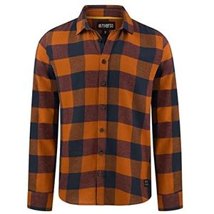 riverso RIVArne flanellen overhemd voor heren, lange mouwen, geruit, regular fit, houthakkershemd, 100% katoen, grijs, bruin, geel, rood, groen, S, M, L, XL, XXL, 3XL, 4XL, 5XL, Ginger Bread Brown
