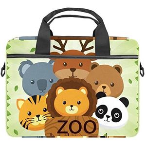 Leuke Zoo Bear Fox Panda Koala Laptop Schouder Messenger Bag Crossbody Aktetas Messenger Sleeve voor 13 13.3 14.5 Inch Laptop Tablet Beschermen Tote Tas Case, Meerkleurig, 11x14.5x1.2in /28x36.8x3 cm