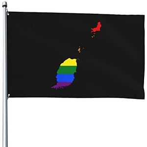 Indoor vlag LGBT vlag kaart van Grenada 90 x 150 cm binnenplaats vlag levendige kleur buiten bord vervagen bestendig strand vlaggen decoratie voor tuin carnaval activiteiten