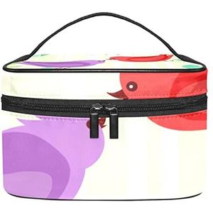 Vogel make-up organizer tas, reismake-up tas organizer case draagbare cosmetische tas voor vrouwen en meisjes toiletartikelen, Meerkleurig, 22.5x15x13.8cm/8.9x5.9x5.4in