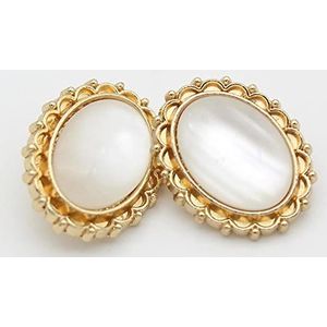 Button， Knopen Naaien Crafts， 10 stuks mooie ronde saffierknoppen for het naaien van truiaccessoires ovale knoppen modejasknopen(White)