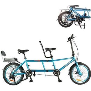 FOELANNE Fietsen voor volwassenen, opvouwbare tandemfiets, 7 versnellingen, schijfrem, 20 inch wiel, opvouwbaar, afmetingen 102 x 80 cm, maximale belasting 300 kg, wit en zwart (zwart)