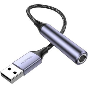 MOSWAG USB Naar 1/4 Jack Audio Adapter, 6.35mm Vrouwelijke Hoofdtelefoon Aux Adapter Met Externe Geluidskaart - Compatibel Met Laptop, PC, Versterker, Speaker, 6.35mm Hoofdtelefoon