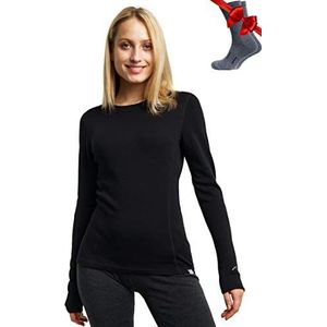 Merino.Tech Merinowol Basislaag Voor Dames - 100% Merinowol, Zwaar, Middelzwaar, Licht, Thermisch Shirt Met Lange Mouwen En Sokken (Small, Black 250)