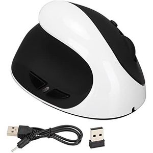 Linkshandige Muis, Draadloze 2.4G USB Ergonomische Verticale Linkerhandmuis Oplaadbare Muis met 3 Niveaus DPI voor 2000, XP, Vista, CE, 7, Linux, Android(Zwart wit)