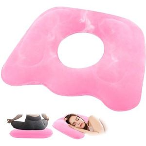 Orthopedisch zitkussen, opblaasbaar, orthopedisch kussen voor lang zitten op bureaustoelen, ergonomisch zitkussen voor bureaustoel, zitkussen, stoel, anti-aambeien, stuitbeenkussen (roze)