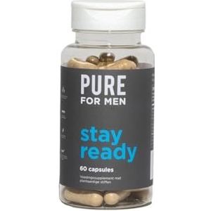 Pure for Men Original Stay Ready Vezel Supplement, 60 Vegan Capsules Vlozaadvezels, Helpt de Spijsvertering, Psylliumvezels, Chiazaad, Havervezels, Eigen Formule