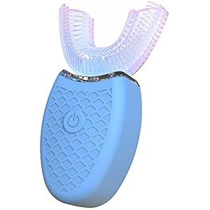 Clenp Elektrische tandenborstel, elektrische tandenborstel U-vormige ultrasone siliconen 360 graden automatische blauwe lichte tandenborstel voor thuisgebruik blauwe volwassene
