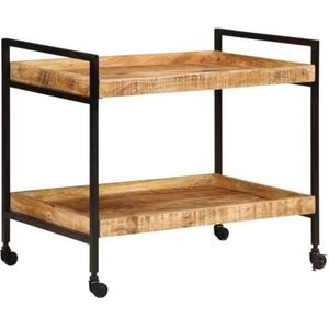 CFODOJ Trolleys, Keuken & Eetwagens-Home-Keuken Trolley 80x55x70 cm Massief Ruw Hout Mango