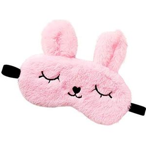 Schattig dier slaapmasker zachte pluche blinddoek schattig konijn panda koala oogbedekking oogbedekking voor kinderen tieners meisjes vrouwen (roze)