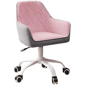 Bureaustoel Werkkruk Bureaustoel Mid-back Bureaustoel Ergonomische Draaistoel Fluwelen Computerstoel Met Lendensteun Managersstoel(Color:Rosa)