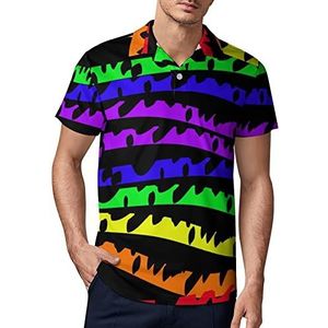 Zes gekleurde Rainbow Waves heren golf poloshirt zomer korte mouw T-shirt casual sneldrogende T-shirts 2XL